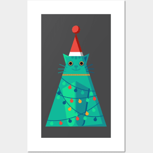 Christmas cat Posters and Art